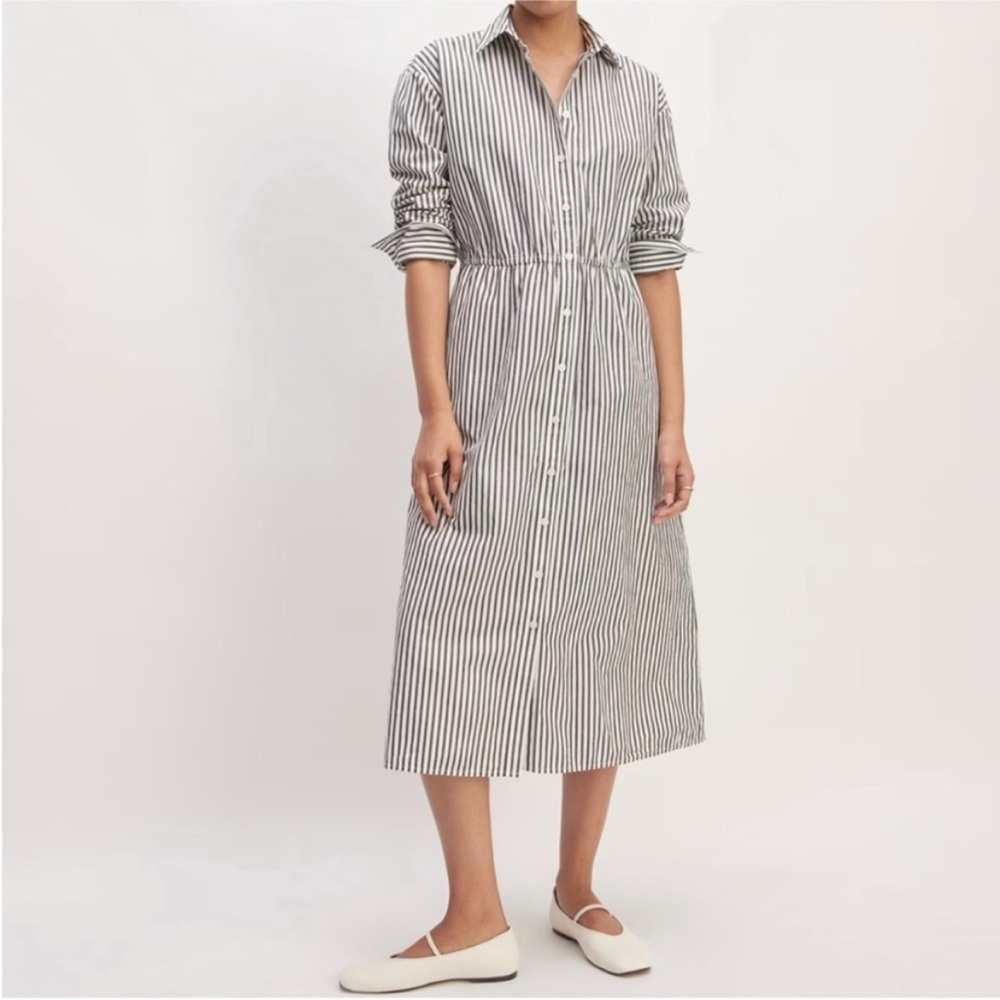 Everlane Striped Cotton Button-Down Midi Dress